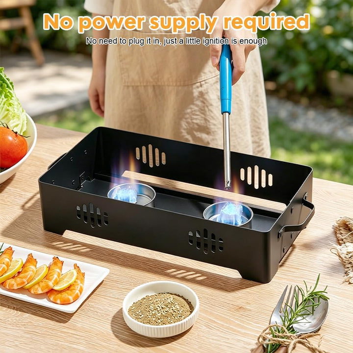 RANJIMA BBQ Board zum Warmhalten, Fleischwarmhalter fürs Grillen, Warmhaltebehälter Grillgut mit Ker