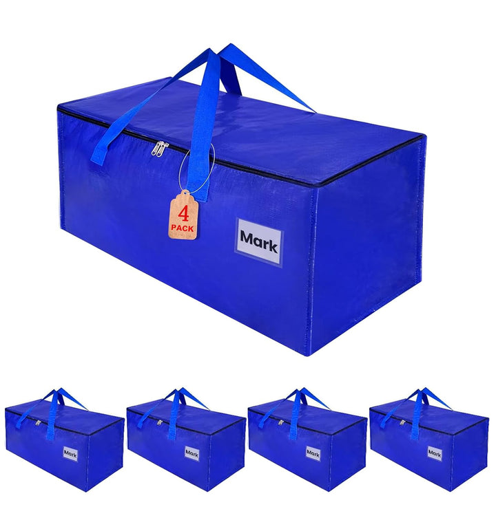 Umzugstaschen 93-Liter, 4er-Pack Aufbewahrungstaschen mit Reissverschluss, Umzugskartons Heavy Duty
