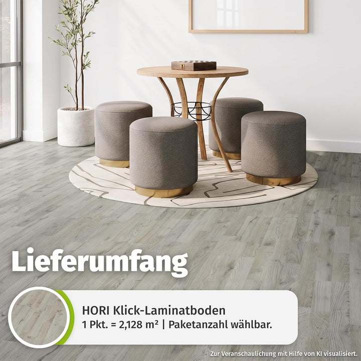 HORI Laminatboden Klicksystem Easy & Selection Klicklaminat in Holzoptik - 3-Stab Schiffsboden, Fuss