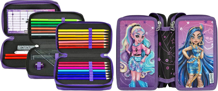 Scooli - Tripledecker Monster High - Gefülltes Schüleretui mit hochwertigen Stiften & Zubehör - Idea