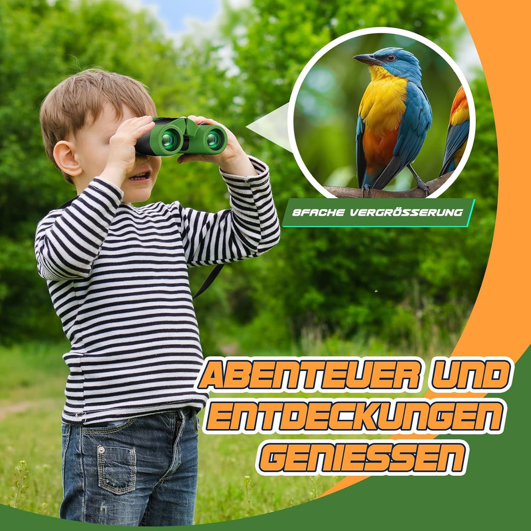 Fernglas Kinder Vergrösserung 8X21, Mini Fernglas Kinder Spielzeug ab 3-12 Jahre, Outdoor Spielzeug