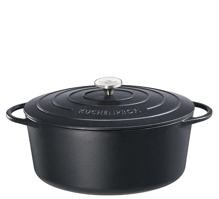 Küchenprofi Gusseisen Bräter mit Deckel, schwarz, 40cm, Schmortopf, Auflaufform, Dutch Oven, Brotbac