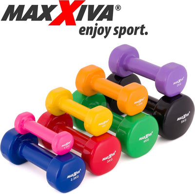 MAXXIVA® Hantelset Kurzhanteln Vinyl Stahlkern Fausthanteln Gymnastikhanteln Sport Krafttraining Fit