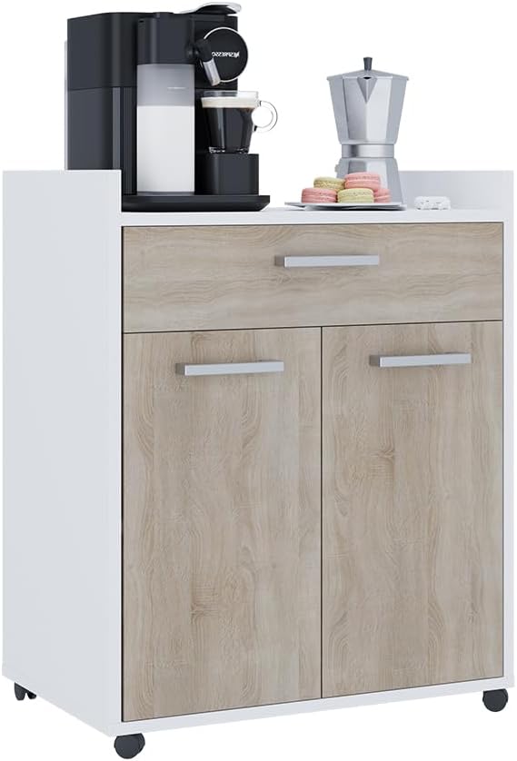 Vicco Rollcontainer Ansel, Weiss/Sonoma, 60 x 40 cm mit Schubladen, Weiß/Sonoma
