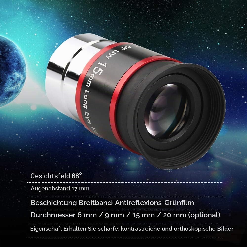 Svbony Okular 1,25”, Teleskop Okular 15mm FMC 68° Ultraweitwinkel Teleskop, Angenehmes Sichtfeld, Zu