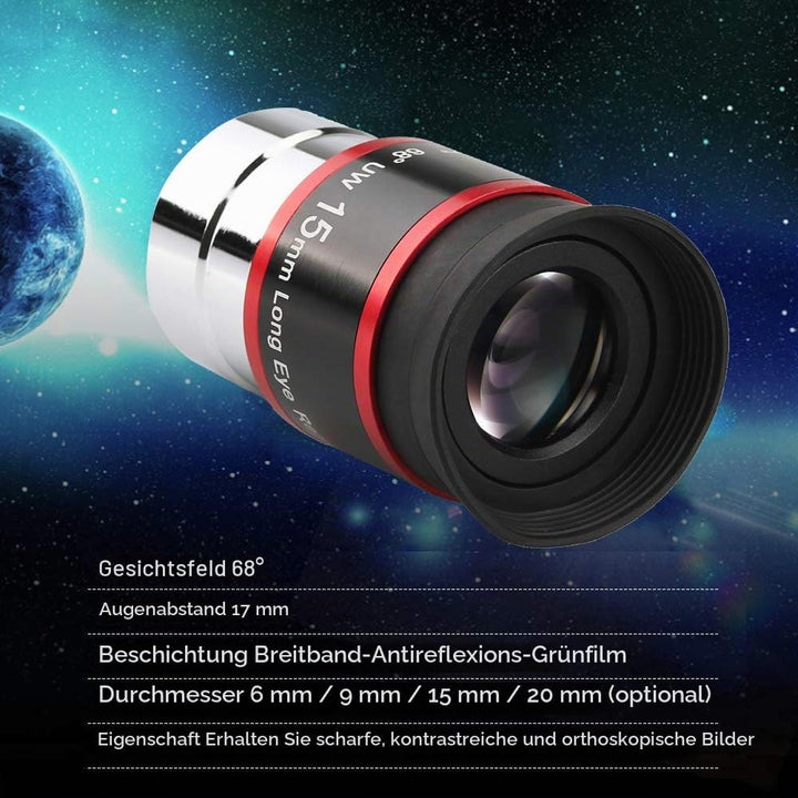Svbony Okular 1,25”, Teleskop Okular 15mm FMC 68° Ultraweitwinkel Teleskop, Angenehmes Sichtfeld, Zu
