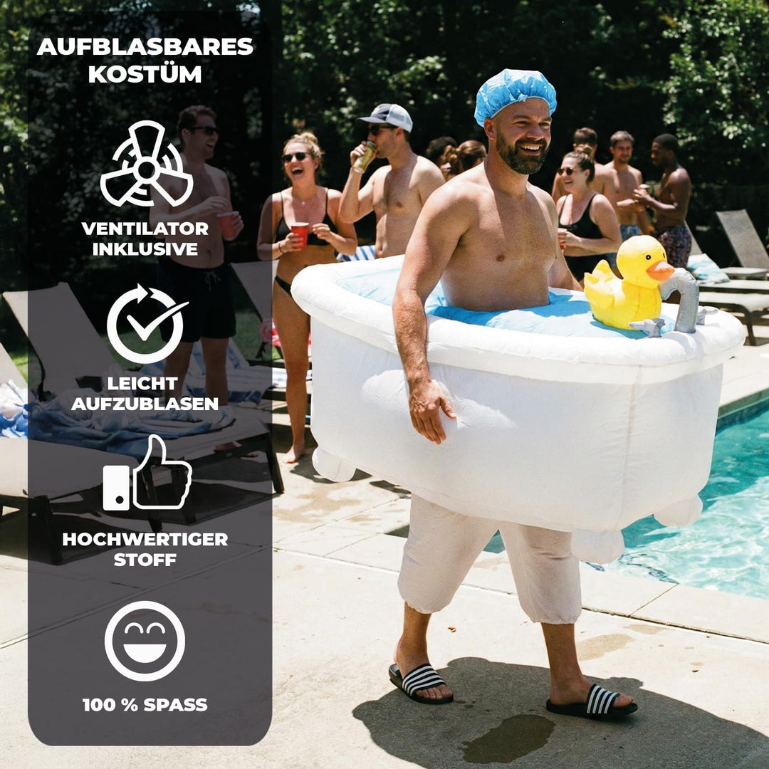 Aufblasbares Kostüm Badewanne | Ausgefallenes Auflbaskostüm | Premium Qualität | Grösse Erwachsene |