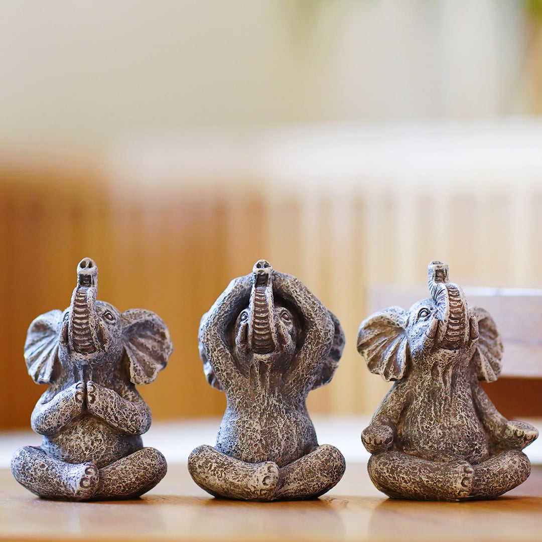 Yoga Elefant Gartenfirguren Zen Gartendeko Deko Wohnzimmer - Harz Elefanten Figuren Miniatur Deko El
