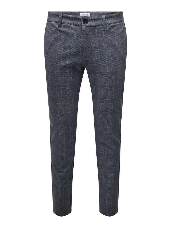 ONLY & SONS Male Chino Hose ONSMAKR Check Pants HY GW 9887 NOOS 30W / 34L Dress Blues 1, 30W / 34L D