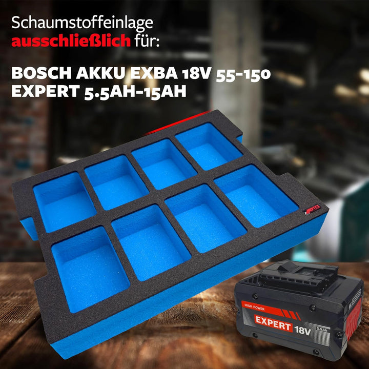 APTEX Schaumeinlage passend für 8x Bosch Akkus Expert 5.5-15Ah für Bosch L-Boxx 136