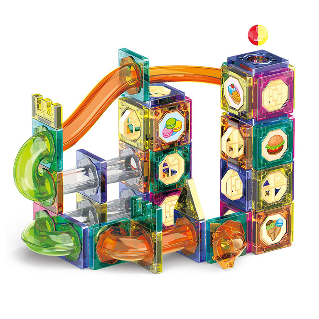Magnetische bausteine 90 Teile Montessori Spielzeug Set Magnetic Tiles Murmelbahn Magnetspielzeug fü