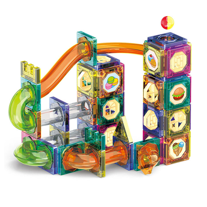 Magnetische bausteine 90 Teile Montessori Spielzeug Set Magnetic Tiles Murmelbahn Magnetspielzeug fü