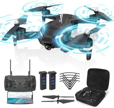 Wipkviey T26 Drohne mit Kamera 1080P, RC Faltbare FPV Quadcopter mit 2 Batterien, 26-30 Min. Flug, 3
