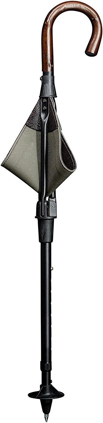 Leichtmetall-Sitzstock Jagdsitzstock PIRSCH mit echtem robustem Ledersitz und Griff aus Edelkastanie