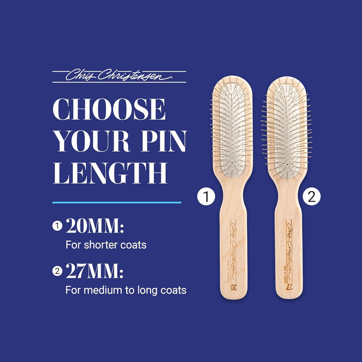 Chris Christensen Oblong Pin Brush Original for Pets 20mm Braun 20mm, Braun 20mm