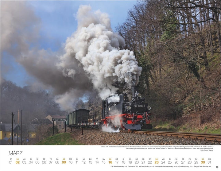Feurige Dampfloks Posterkalender 2025: Besonderer Wandkalender mit 12 traumhaften Fotos von kraftvol