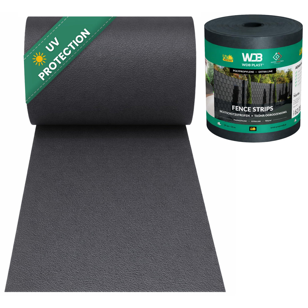 WDB - Sichtschutzstreifen für Doppelstabmatten - 19 cm x 26 m - Hart PP Windschutz – Lederoptik (Ora