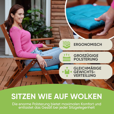 Gräfenstayn® 8er-Set Sitzkissen 40x40x3cm mit Haltebändern für Indoor und Outdoor mit Öko-Tex Siegel