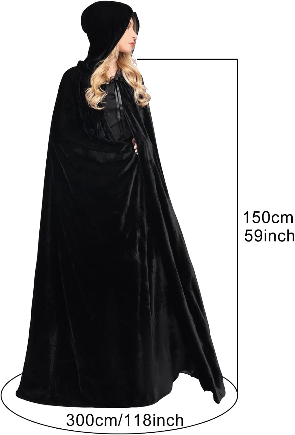 Chitomars Umhang mit Kapuze, gross Size Halloween Umhang Kostüm Damen Samt Cosplay Hexen Vampir Kost