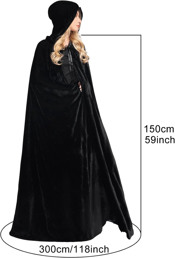 Chitomars Umhang mit Kapuze, gross Size Halloween Umhang Kostüm Damen Samt Cosplay Hexen Vampir Kost