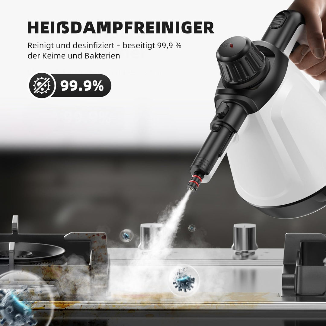 Dampfreiniger, 1200W Hochdruck-Dampfreiniger Handgerät für alles Weiss, Weiss