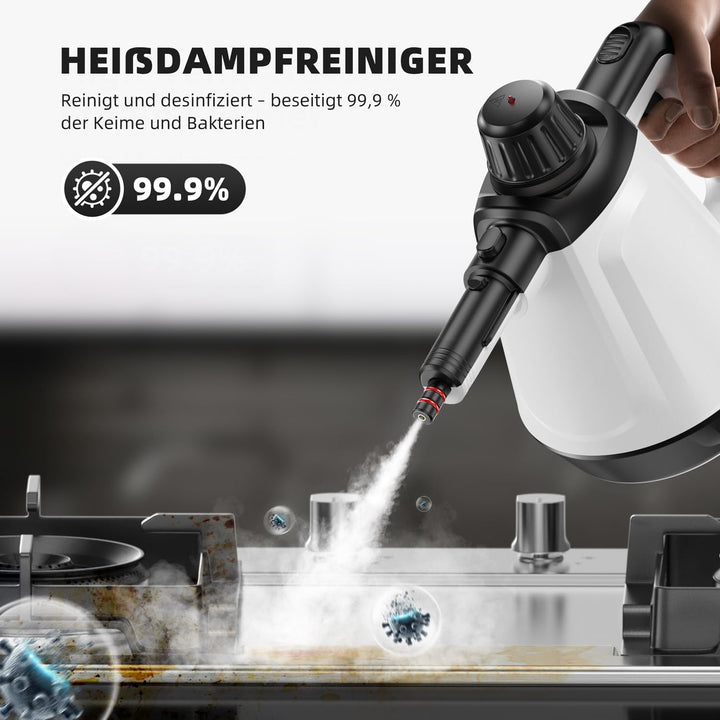 Dampfreiniger, 1200W Hochdruck-Dampfreiniger Handgerät für alles Weiss, Weiss