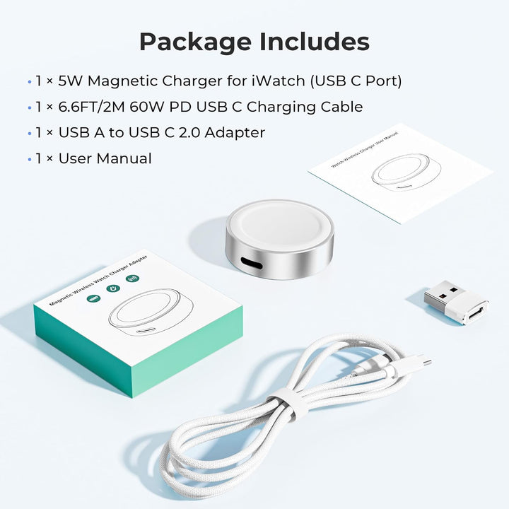 Basesailor Magnetisches Ladegerät für Apple Watch 11 10,5W USB C kabelloser Ladedock,Multi Ladeadapt