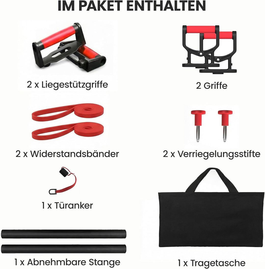 SPORTNOW Liegestützbrett 7-in-1 Verstellbares Push Up Board mit Widerstandsbändern Rollen Türanker,