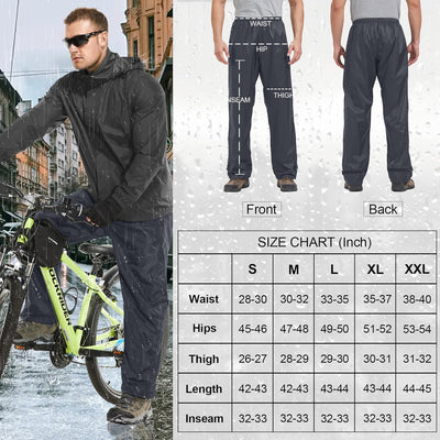 Asfixiado Regenhose Herren Fahrrad Leichte wasserdichte Winddichte Outdoorhose zum Wandern Camping T