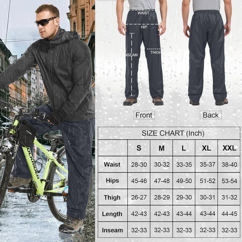 Asfixiado Regenhose Herren Fahrrad Leichte wasserdichte Winddichte Outdoorhose zum Wandern Camping T