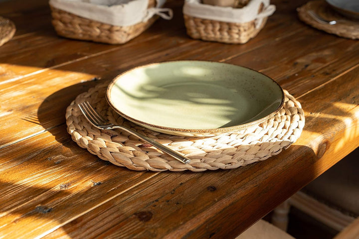 Decorasian Platzset aus Seegras - Wasserhyazinthe, 6er Set Tischset abwischbar 35cm Tischuntersetzer