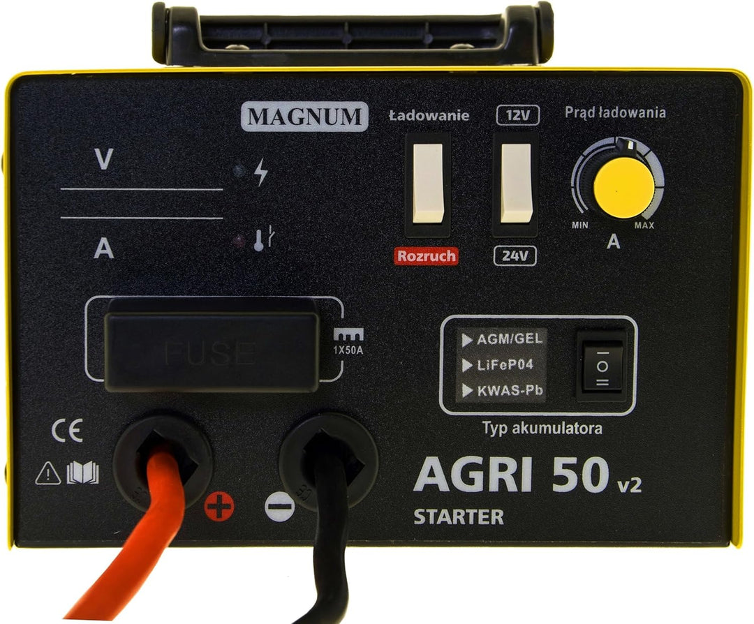 Magnum AGRI 50 v2 Starter – Batterieladegerät mit Starthilfe 12V/24V 50A Booster für Auto, LKW, Trak
