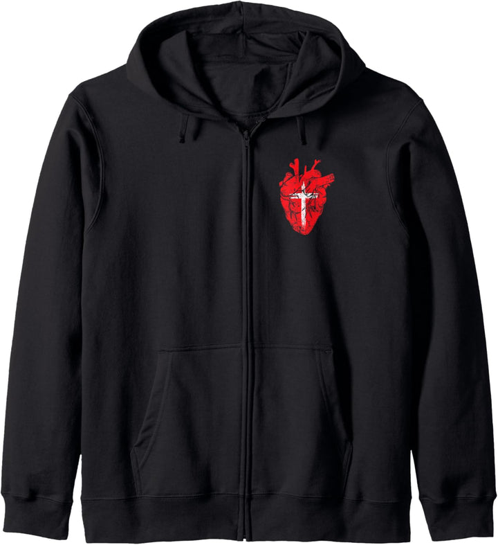 Rotes Herz Kreuz Design für christliche Gläubige Kapuzenjacke