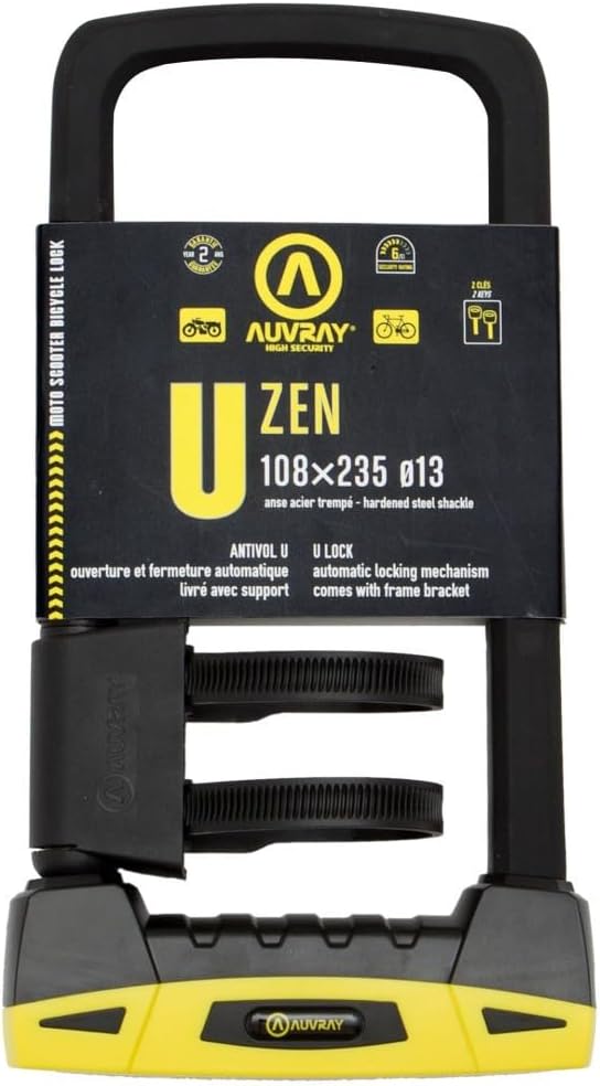 Auvray Antivol U Zen 108 x 235 + Halterung D.13 Erwachsene, Unisex, Schwarz, Einheitsgrösse
