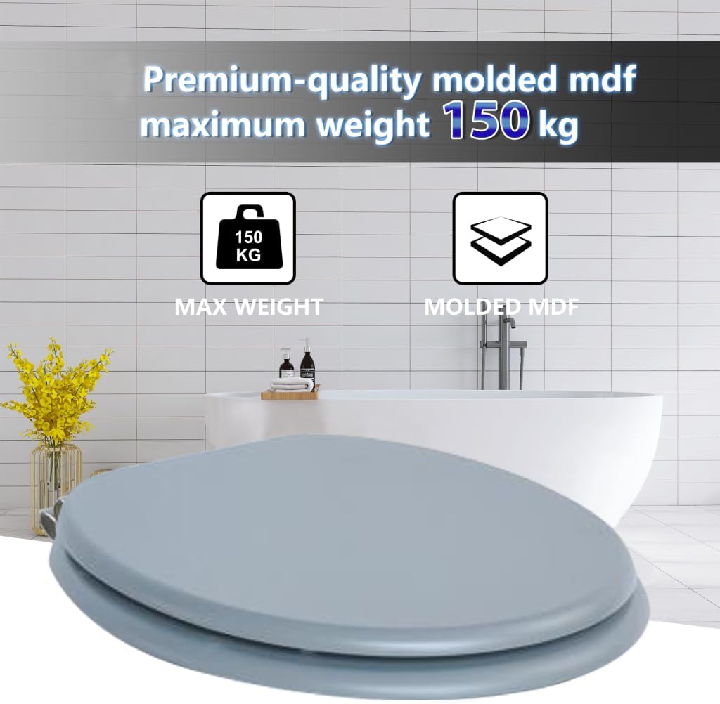 SAINOS MDF-Toilettensitz mit Soft-Close-Mechanismus, O-förmiger Toilettensitz mit verstellbaren Scha
