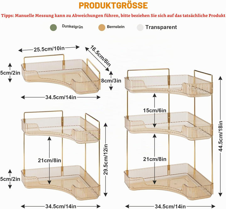 SHANNA Eckiger Make Up Kosmetik Organizer: Verstellbares Make-up-Regal für die Kommode, Multifunktio