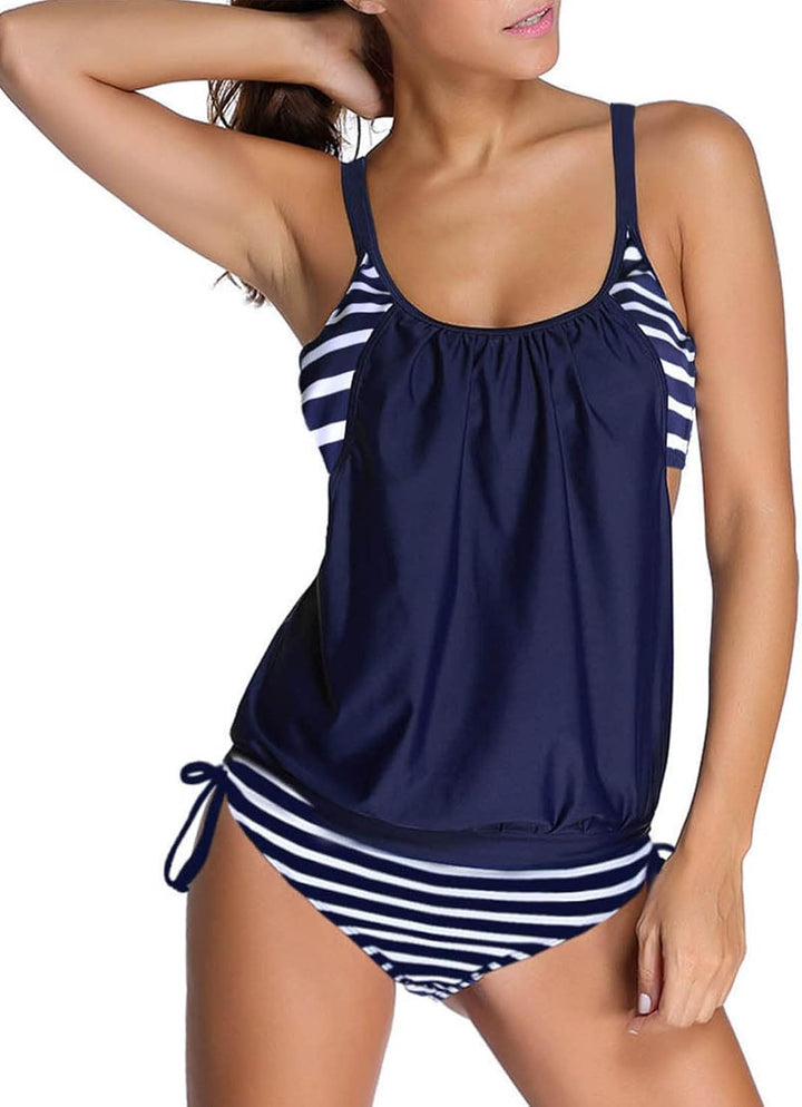 Aleumdr Tankini Set Damen Bauchweg Tankinis Push Up Damen Zweiteiler Badeanzüge Bademode Set Damen S