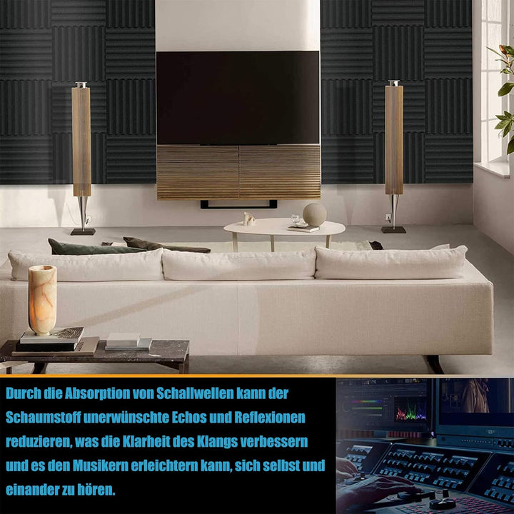 24 Stück Aukustikschaumstoff Schalldämmung Schaumstoff Acoustic Foam 30 * 30 * 2.5cm Hoher Dichte,Fl