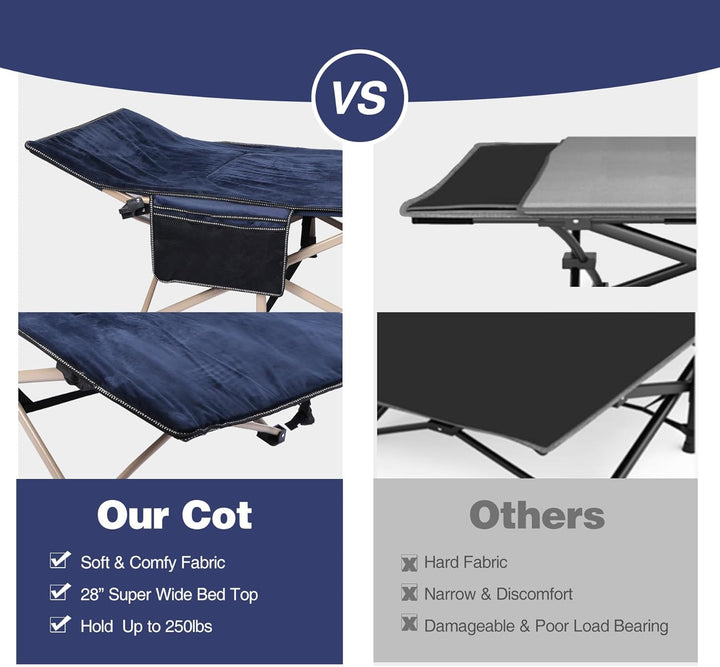 REDCAMP Campingbett Feldbett Klappbar mit Auflage für Erwachsene, XXL 190 x 71 x 38 cm Faltbar Feldb