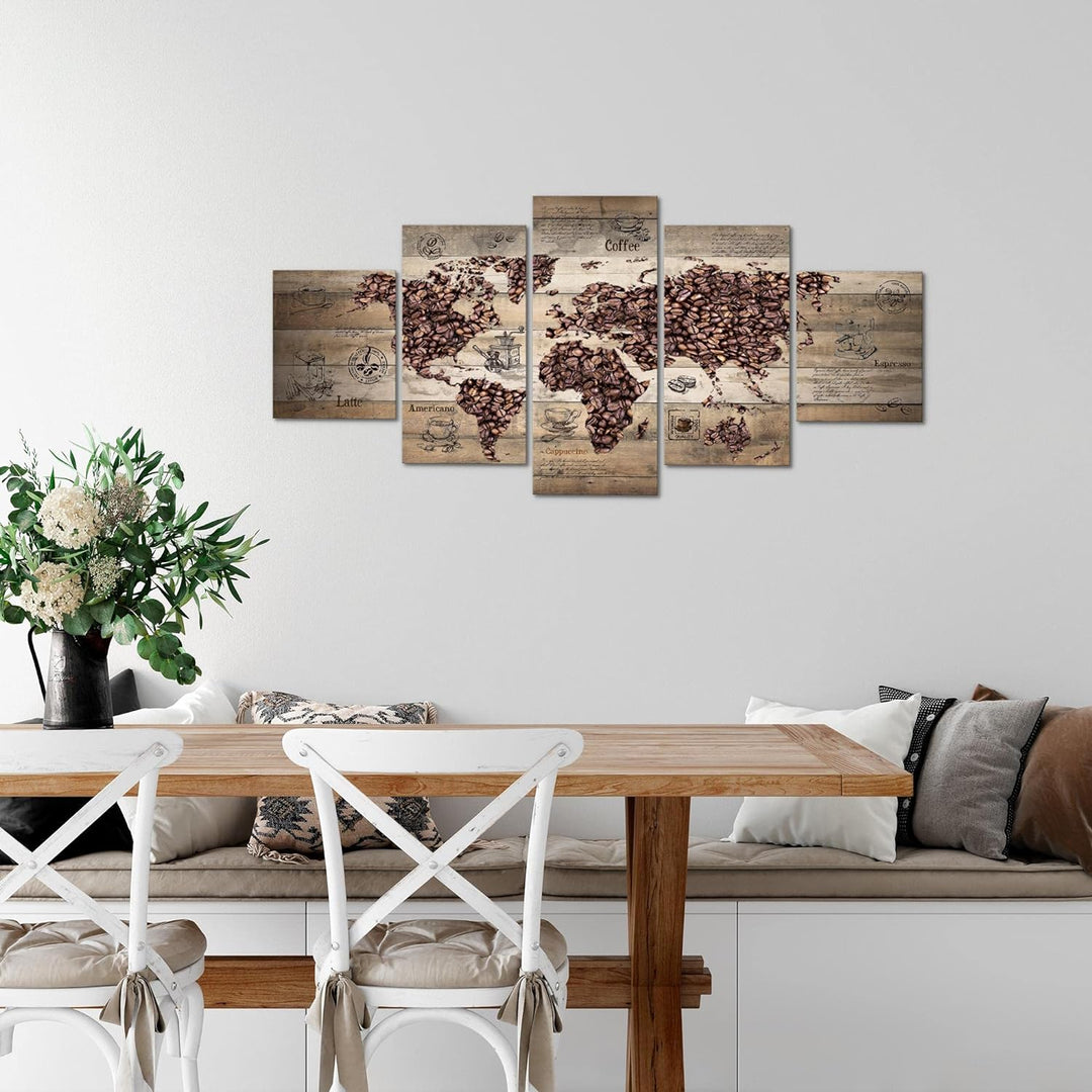 Runa Art Wandbilder Küche Kaffee 5 Teilig Bild auf Vlies Leinwand Deko Esszimmer Küchenbilder Weltka