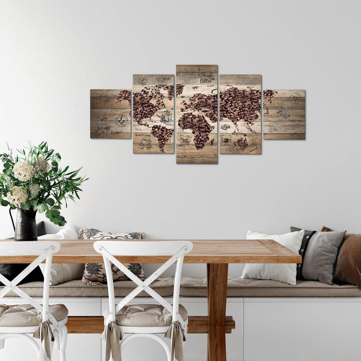 Runa Art Wandbilder Küche Kaffee 5 Teilig Bild auf Vlies Leinwand Deko Esszimmer Küchenbilder Weltka
