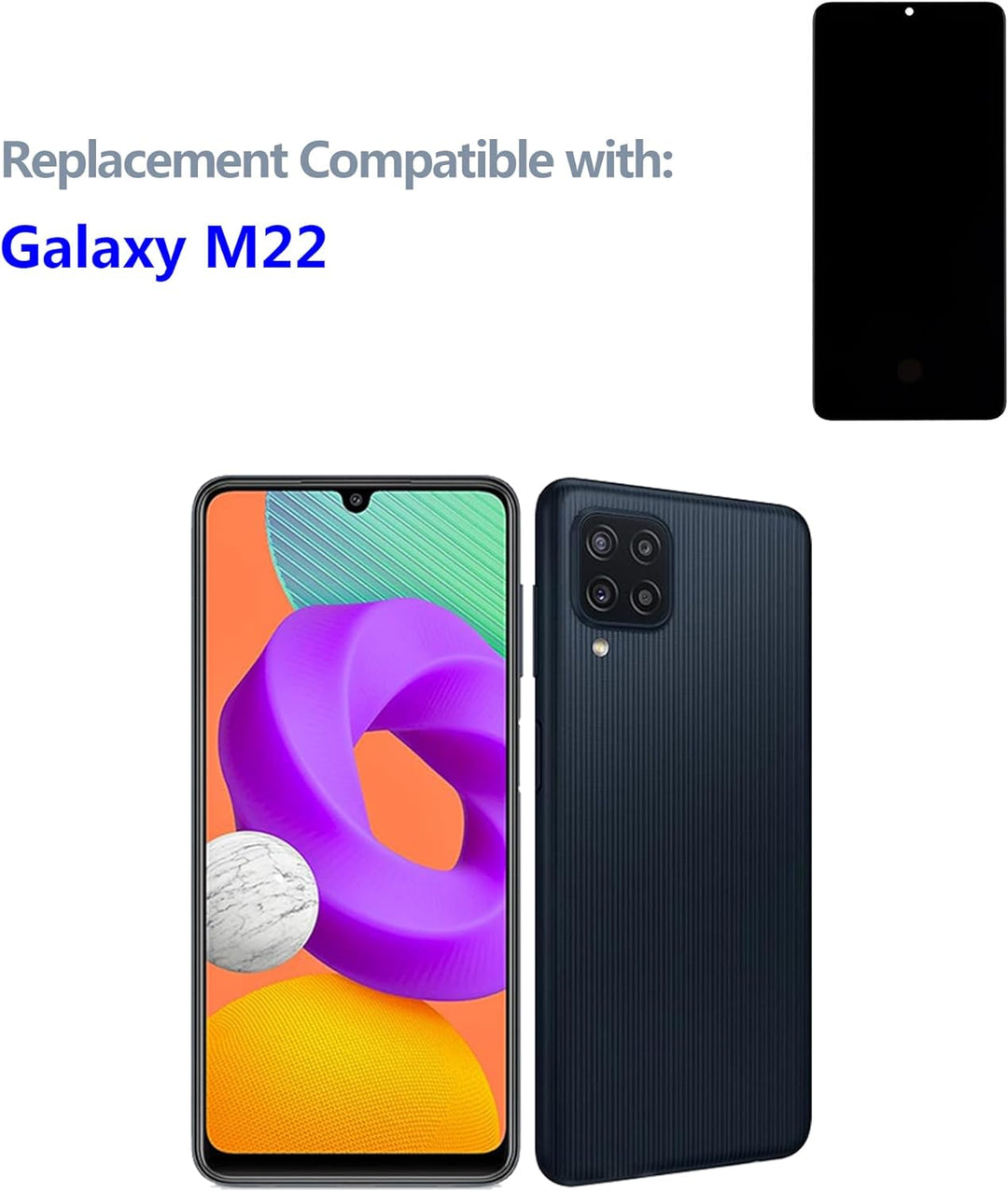 swark AM-OLED Kompatibel mit Samsung Galaxy M22 4G SM-M225 & A22 4G SM-A225 (Schwarz Ohne Rahmen) LC