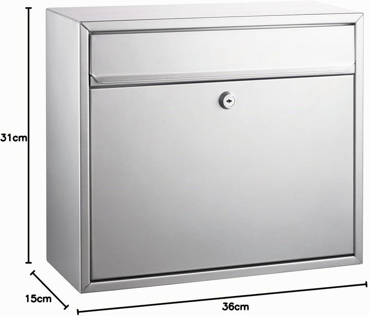 ALCO-Albert 8601 - Briefkasten, silber lackiert, ca. 31 x 36 x 15 cm 31 x 36 x 15 cm Silber, 31 x 36