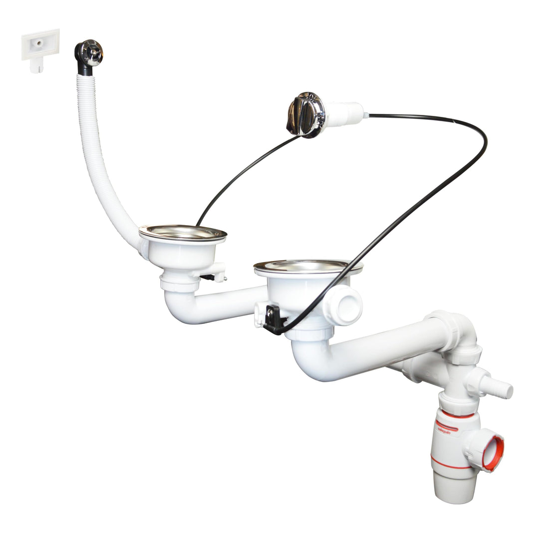 Wirquin 30724378 Ablaufgarnitur und Siphon für Spülbecken 2 Becken mit Siphon Wirquin Neo Air, chrom