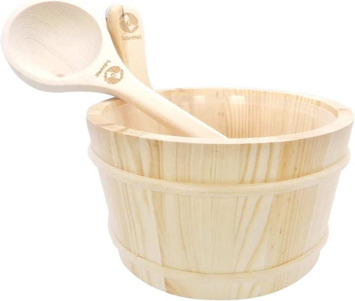 SudoreWell® Saunakübel Saunaeimer Set 4l aus hochwertigem Kiefernholz plus