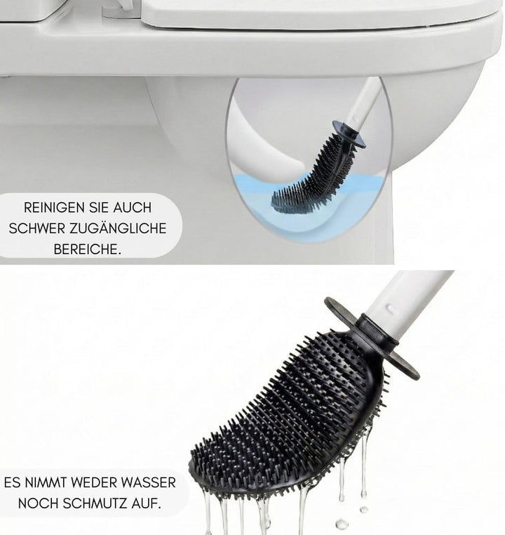 Erreke WC-Bürste Silikon mit Edelstahlhalter, Flexible TPR Toilettenbürste für gründliche Reinigung,