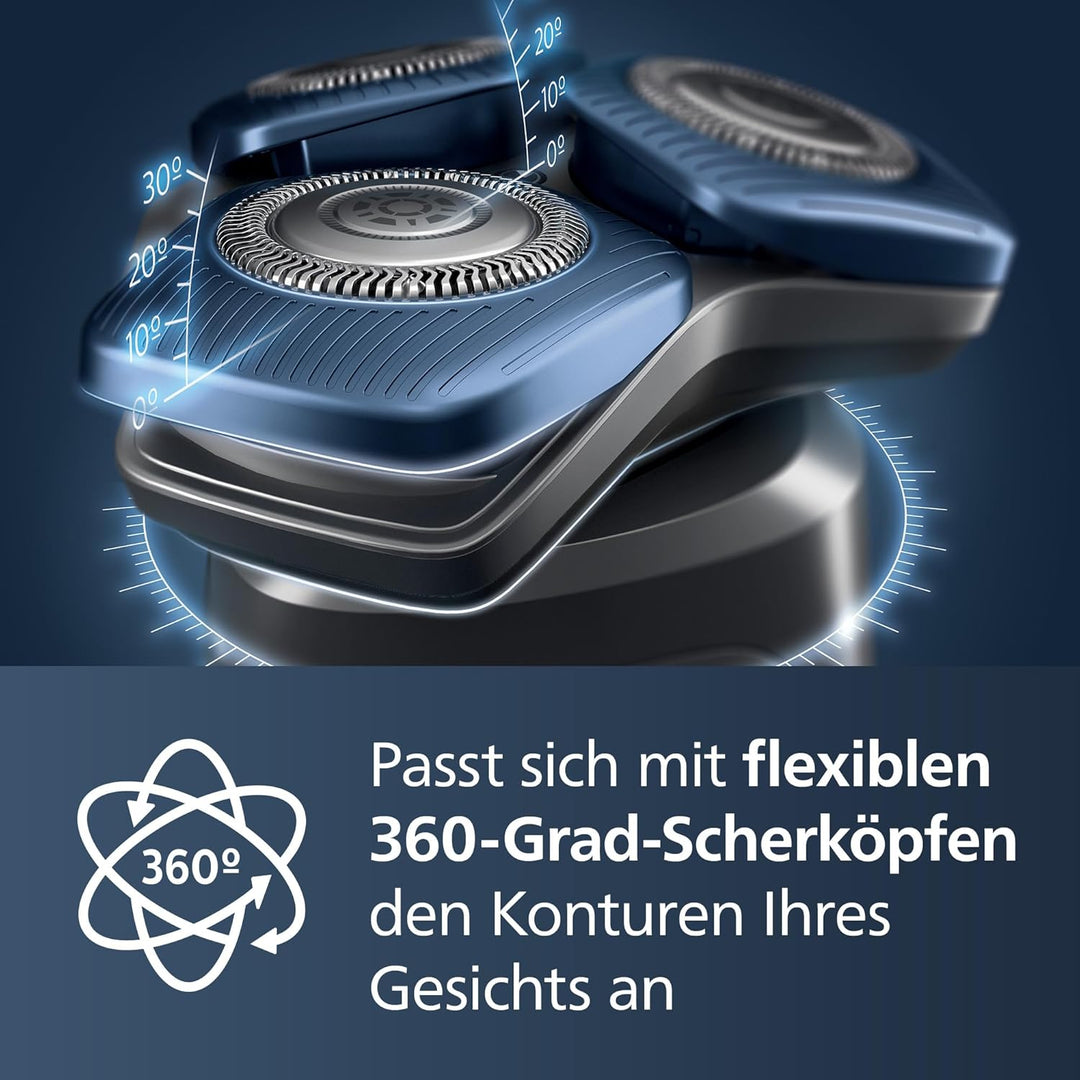 Philips Shaver S7000 – Elektrischer Nass- und Trockenrasierer mit SkinIQ-Technologie in Dark Chrome,