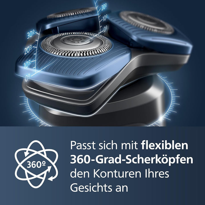 PHILIPS Shaver S7000 – Elektrischer Nass-& Trockenrasierer in Eisblau mit 1 x integrierten ausklappb