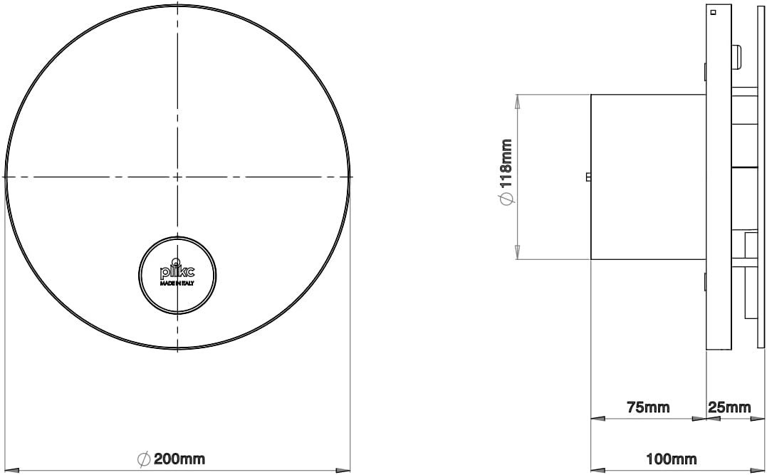 WLAN-Wandsauger mit axialer Absaugung der Serie "Ario W" mit Feuchtigkeitssensor und Timer - 100% Ma