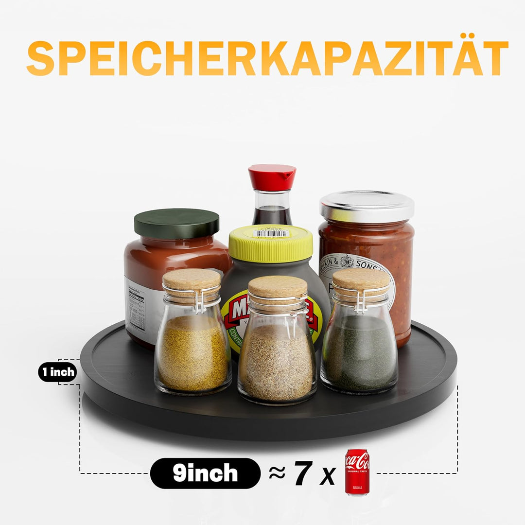 Homerays Bambus Drehteller Organizer Lazy Susan, Drehteller Küchen Organizer-22cm, Anti-Rutsch-Gewür